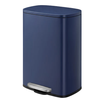 Afvalemmer 50 liter met binnenemmer van staal en soft-close | Blauw | 37,1x43,2x63,2 cm