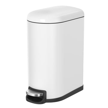 Badkamerprullenbak 10 liter met pedaal slim | Wit | 27,5x21x39 cm