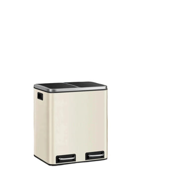 Afvalscheidingsbak met 2 vakken - 41x31,5x47 cm - beige-zwart - 15 afvalzakken