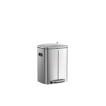 40L afvalemmer met dubbele compartimenten - metaal - pedaal - 44,5 x 36 x 60 cm