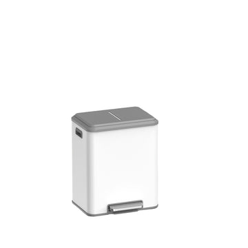 Witte afvalbak met 2 vakken – ruimtebesparend – 41,7 x 33,2 x 49,4 cm