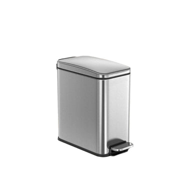 Stalen make-up afvalbak zilver, 10 l – licht en duurzaam, 38,4 x 17 x 35 cm