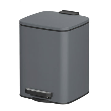 Pedaalemmer 6 liter met deksel en softclose, staal | Grijs | 19,3x23,9x25,5 cm