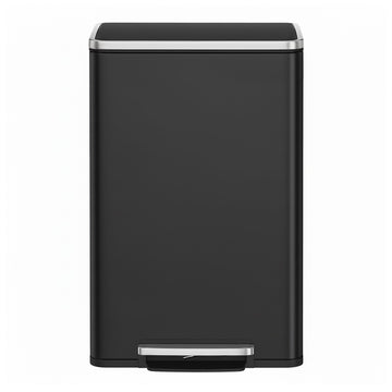 Afvalemmer 50 L met softclose deksel en uitneembare binnenemmer | Zwart | 37,2x41,6x64,7 cm