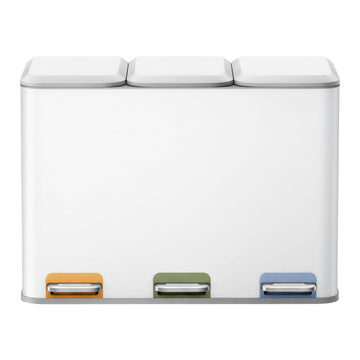 Afvalscheider 3 x 15 liter, stalen pedaalemmer | Wit | 38,8x60,5x42,7 cm