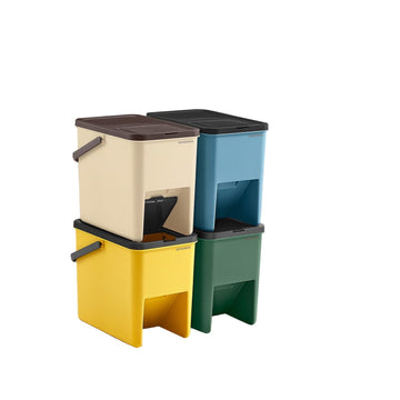Stapelbare opbergboxen, set – modulair, geel/blauw, PP, 37,5 x 23,5 x 32 cm