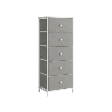 Opbergkast met lades - spaanplaat - grijs-wit - 29,8 x 45 x 112,3 cm - stalen frame