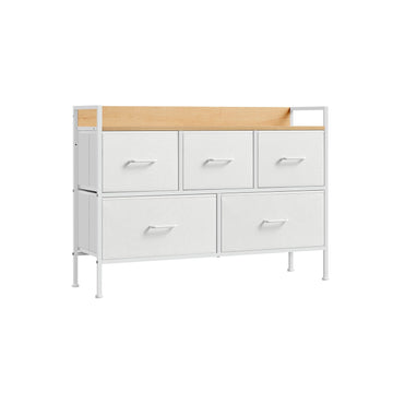 Ladekast met stalen frame - spaanplaat en MDF - wolkwit/eik beige - 29 x 98,2 x 70 cm