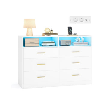 Ladekast met ledverlichting en stekkerdoos | Wolkenwit | 119x40x81,2 cm