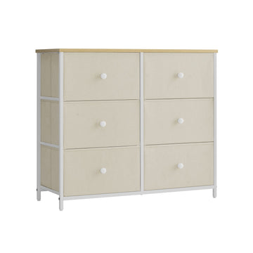 Opbergkast met lades - Spaanplaat, staal en stof - geel/crème - 30 x 80 x 71 cm