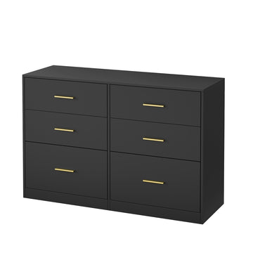 Ladekast met 6 laden voor slaapkamer | Zwart | 119x40x78 cm