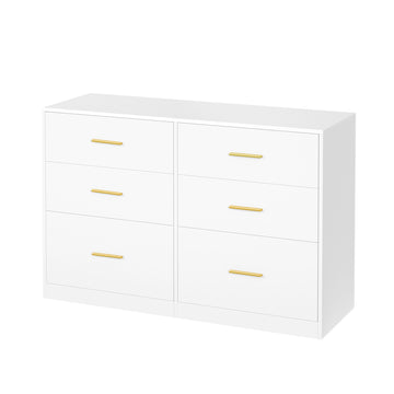 Ladekast met 6 laden, opbergkast | Wit | 119x40x78 cm