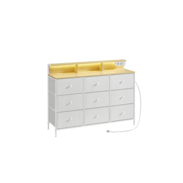 Ladekast met 9 laden en LED-verlichting - 33,5 x 114 x 84 cm - wit