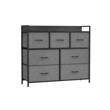 Ladekast met 3 laden - opbergkast - grijs zwart houtnerf - 28,5 x 98 x 85 cm