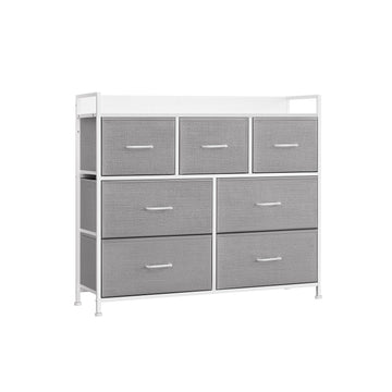 Ladekast grijs met stoffen lades - spaanplaat en staal - 28,5 x 98 x 85 cm