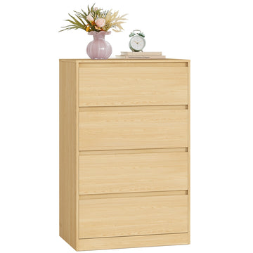 Kommode met 4 laden voor slaapkamer | Mandelgeel | 60x40x97,4 cm