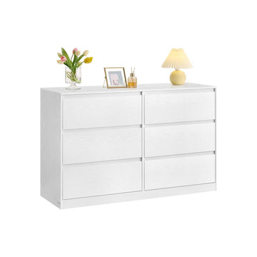 Ladekast met 6 laden, wit, opbergruimte, 40 x 119,4 x 75 cm