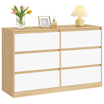 Ladekast met 6 laden | Amandelgeel-wit | 119,4x40x75 cm