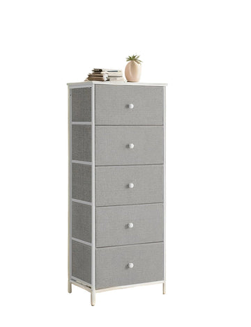 Opbergkast van hout - 68 kg draagvermogen - 29,9 x 45,1 x 112,4 cm - grijs-wit