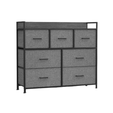 Ladekast met 7 laden, stoffen fronten, 28,5 x 98 x 85 cm, antraciet