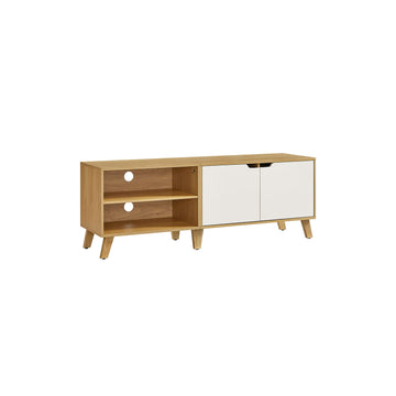 TV-meubel 140 cm, naturel eiken-crèmewit, vintagebruin, spaanplaat, 80 kg
