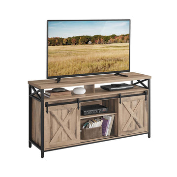 TV-meubel, mediaconsole, staal, 40 x 147 x 76 cm, tv's tot 65 inch, bruin/zwart
