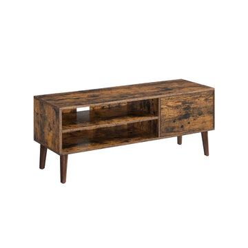 Vintage tv-meubel bruin - spaanplaat en rubberhout - 40 x 120 x 49 cm