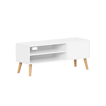 TV-meubel - wit - spaanplaat en rubberhout - 40 x 120 x 49 cm - eenvoudig te monteren