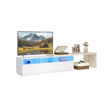 L-vormig tv-meubel - verstelbare lengte - MDF - (162-270)x39x41 cm - wit-bruin