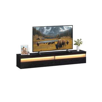Hangend tv-meubel, zwart, 178 x 35 x 30 cm - ruimtebesparend