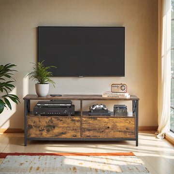 TV-meubel - mediaconsole - bruin-zwart - stevig - 120 x 40 x 50 cm