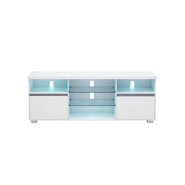 Wit tv-meubel met gehard glas - spaanplaat - 40 x 160 x 60 cm