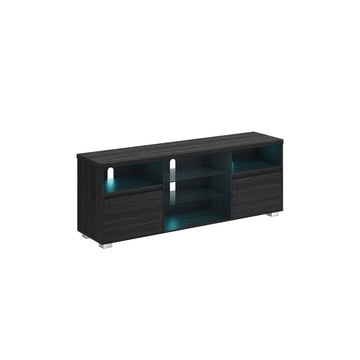 Modern TV-meubel met gehard glas, zwart, 160 x 40 x 60 cm, draagvermogen 90 kg