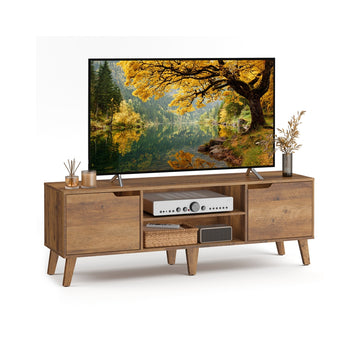 Tv-meubel met verstelbare plank in overgangsstijl | Honingbruin | 147x39x50 cm