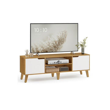 TV-meubel - naturel eiken-crèmewit - duurzaam spaanplaat - 147 x 39 x 50 cm