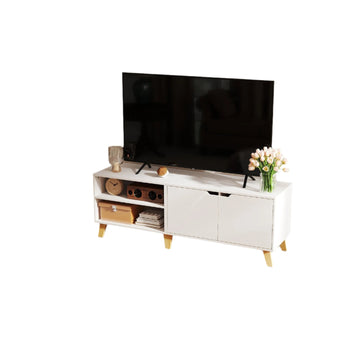 TV-meubel met 2 deuren, wit, 140 x 40 x 50 cm