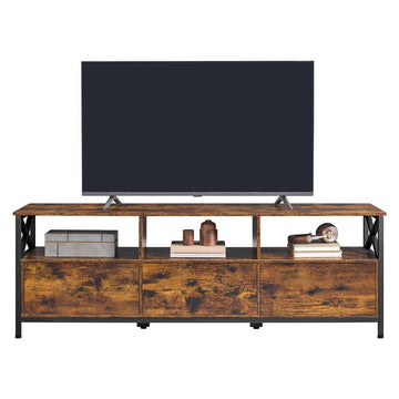 TV-meubel voor televisies tot 65 inch met veel opbergruimte | Bruin-zwart | 147x40x50 cm