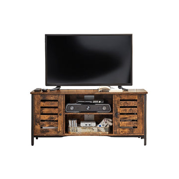 TV-meubel van spaanplaat en ijzer, bruin - 110 x 40 x 50 cm