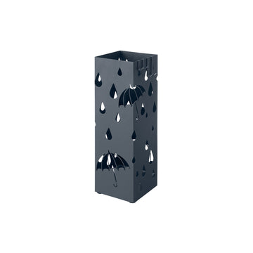 Paraplubak metaal - kunststof voet - 15,5 x 15,5 x 49 cm - antraciet - 4 haken