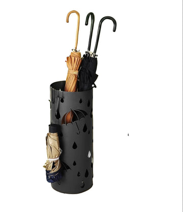 Zwarte stalen paraplustandaard - stabiele voet - weerbestendig - 17 x 41 cm