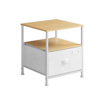 Nachtkastje MDF en metaal met Oxford stoffen lade 41x41x47 cm