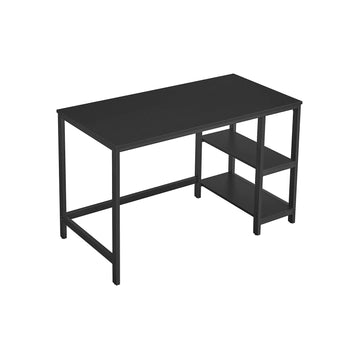 Zwart bureau met planken - computerbureau - spaanplaat en staal - 120 x 60 x 75 cm