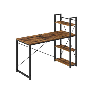 Computerbureau met planken - vintage bruin-zwart - spaanplaat, staal - 56 x 137 x 120 cm