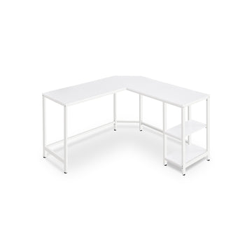 Computerbureau - hoekbureau - spaanplaat en staal - esdoornwit - 138 x 138 x 76 cm