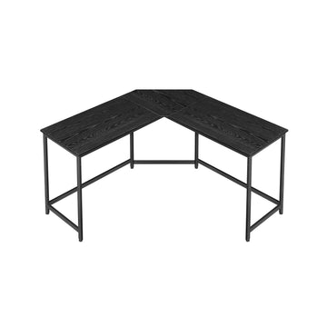 Computerbureau - ruime werktafel van spaanplaat en staal - zwart - 149 x 149 x 76 cm