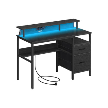 Zwart bureau met laden en stopcontacten – opbergruimte – 94,5 x 65 x 14,5 cm
