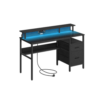 Zwart bureau met laden en monitorverhoger - thuiskantoor - 110 x 65 x 13,5 cm - 24 kg