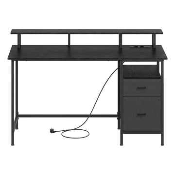 Computertafel met laden en monitorstandaard | Zwart | 140x60x90 cm