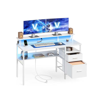 Bureau - computerbureau - werkplek - stevig - wit - 55 x 135 x 90 cm