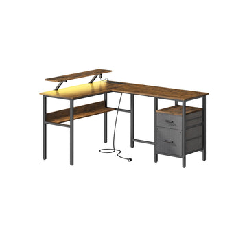 L-vormig bureau - hoekbureau - directiebureau - vintagebruin - 120 x 100 x 75 cm